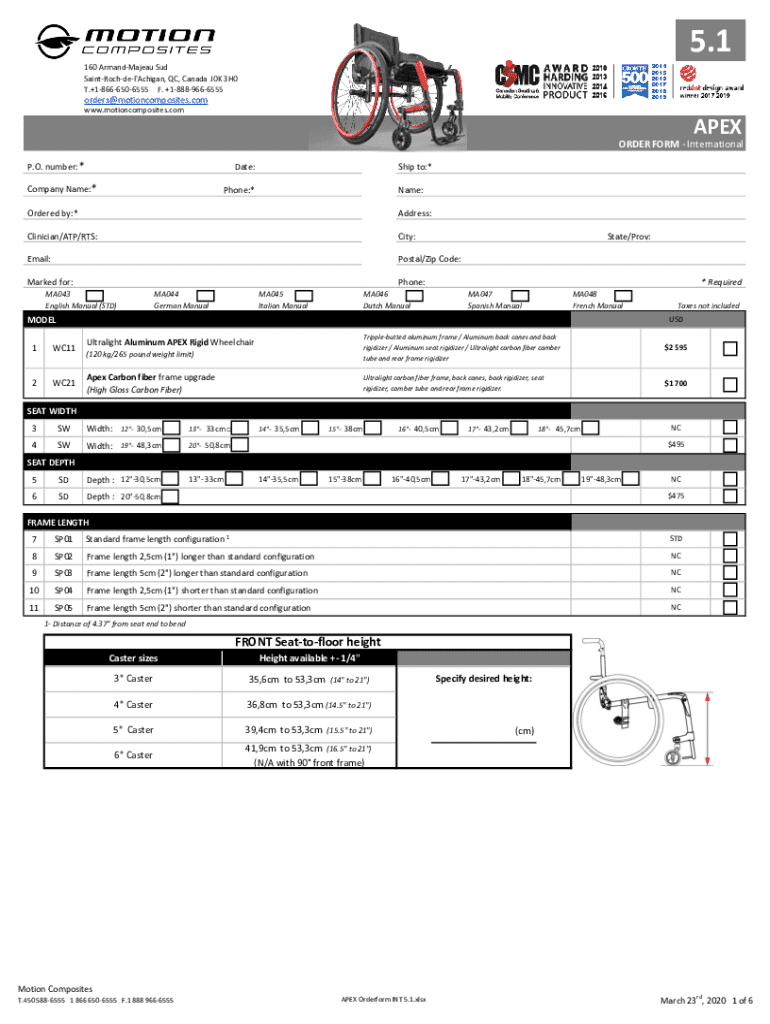 Fillable Online Motion Composites 160 Rue ArmandMajeau S, SaintRoch Fax Email Print