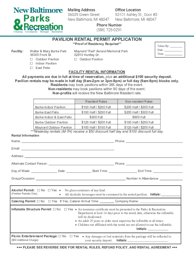 Fillable Online New Baltimore parks and rec master plan proposes