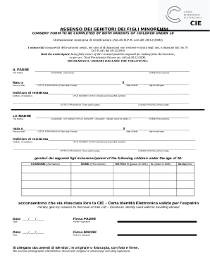 Italian Minor Child CIE Consent Form