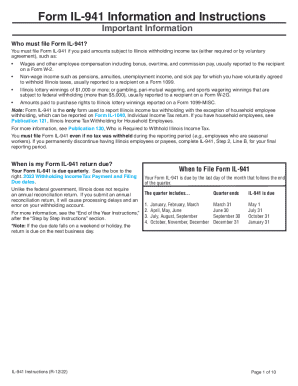 Fillable Online tax illinois IL Forms IL-941/IL-501 - Employer's ...
