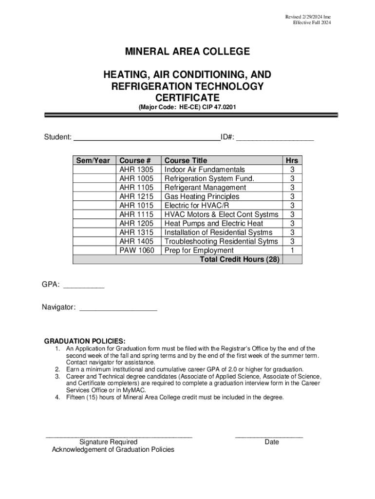 Fillable Online CERTIFICATE Heating Air Conditioning and