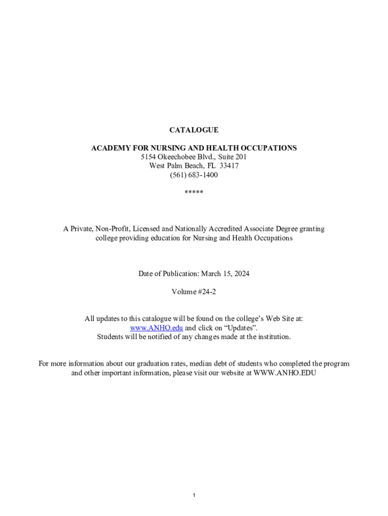 Fillable online academy for nursing and health occupations overview fax
