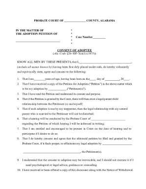 Alabama Adoptee Consent Form