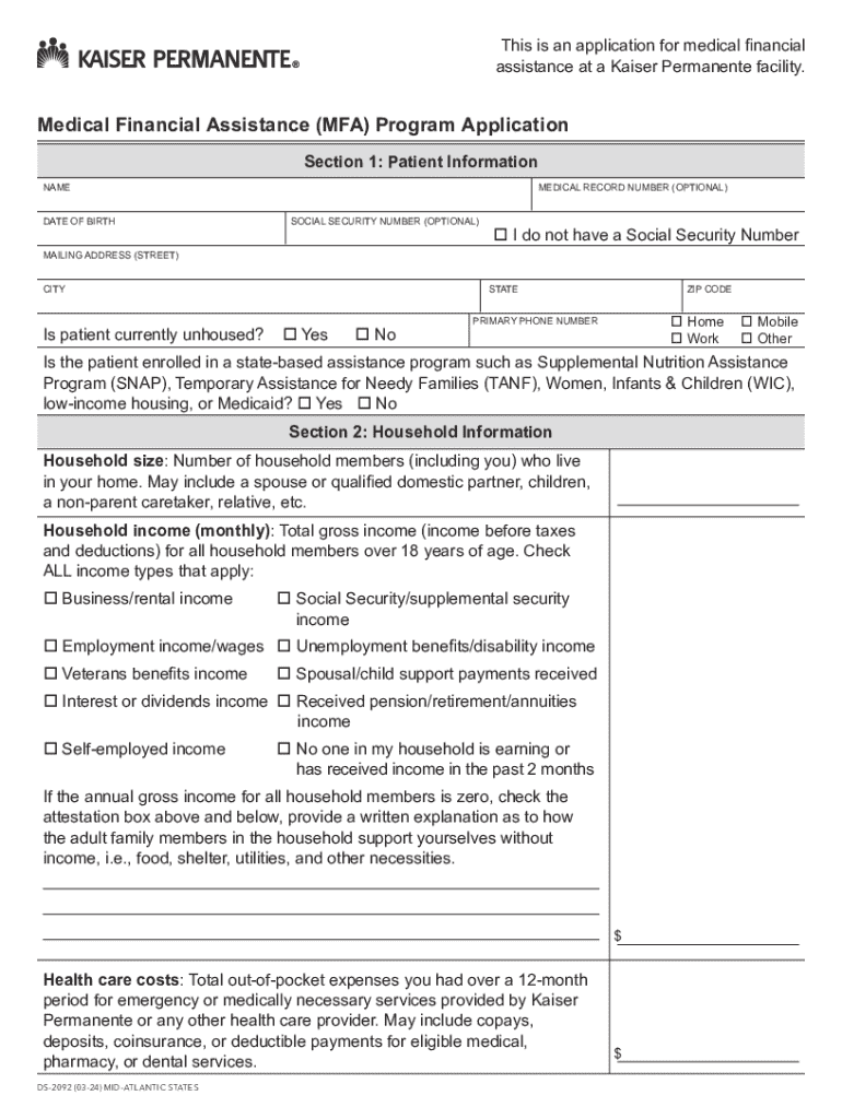 Kaiser mfa: Fill out and sign online Preview on Page 1