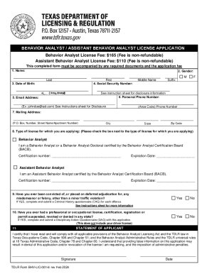 BHV LIC-001 E BHV and Assist BHV License Application