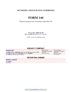 Fillable Online Form 144 electronic filing Fax Email Print - pdfFiller