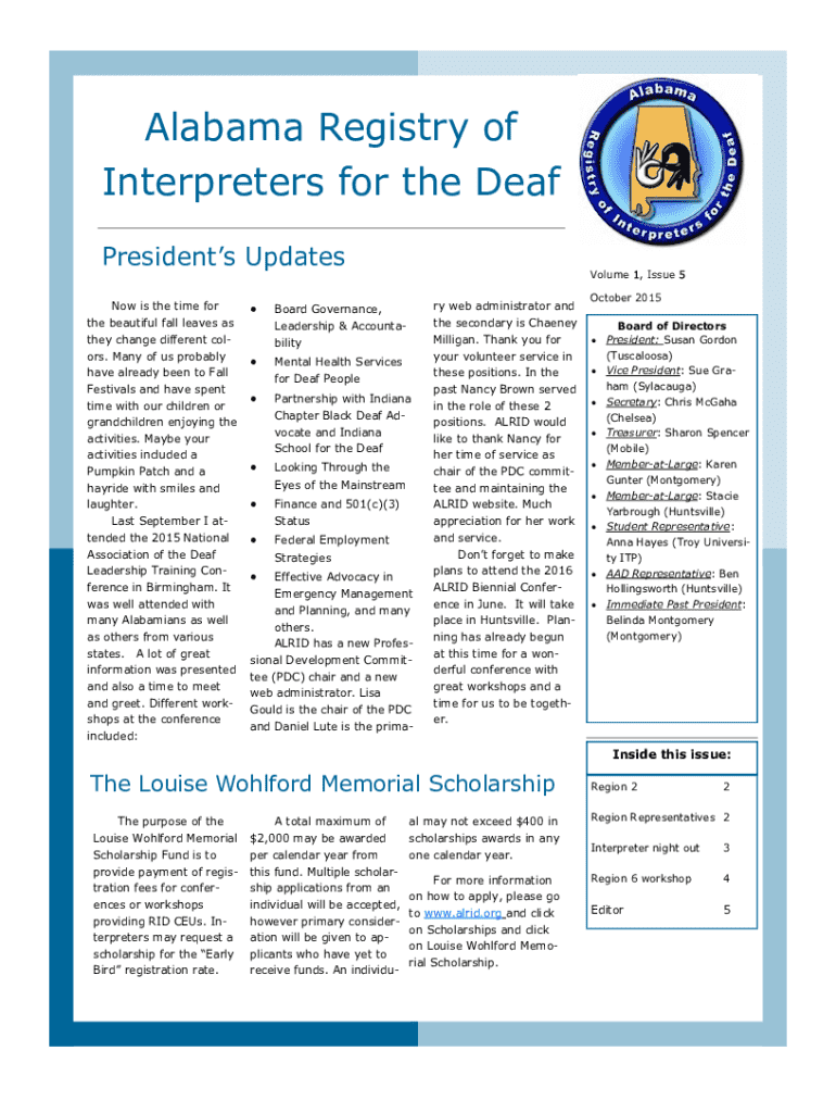 Fillable Online Alabama Registry of Interpreters for the Deaf (ALRID