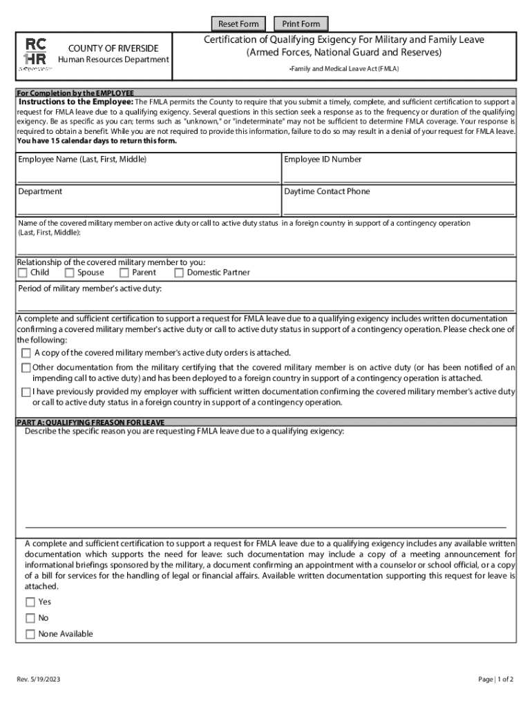 Fillable Online Certification of Qualifying Exigency Leave for Military ...
