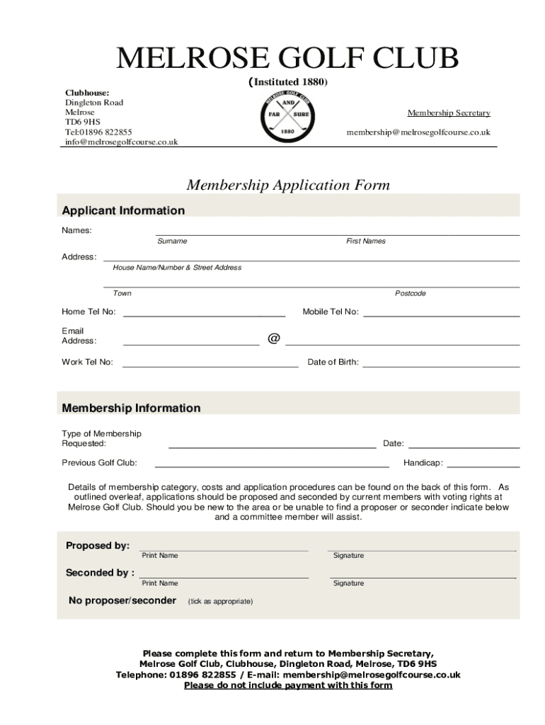Fillable Online Melrose Golf Course Fax Email Print pdfFiller Fillable Online Melrose Golf Course Fax Email Print pdfFiller