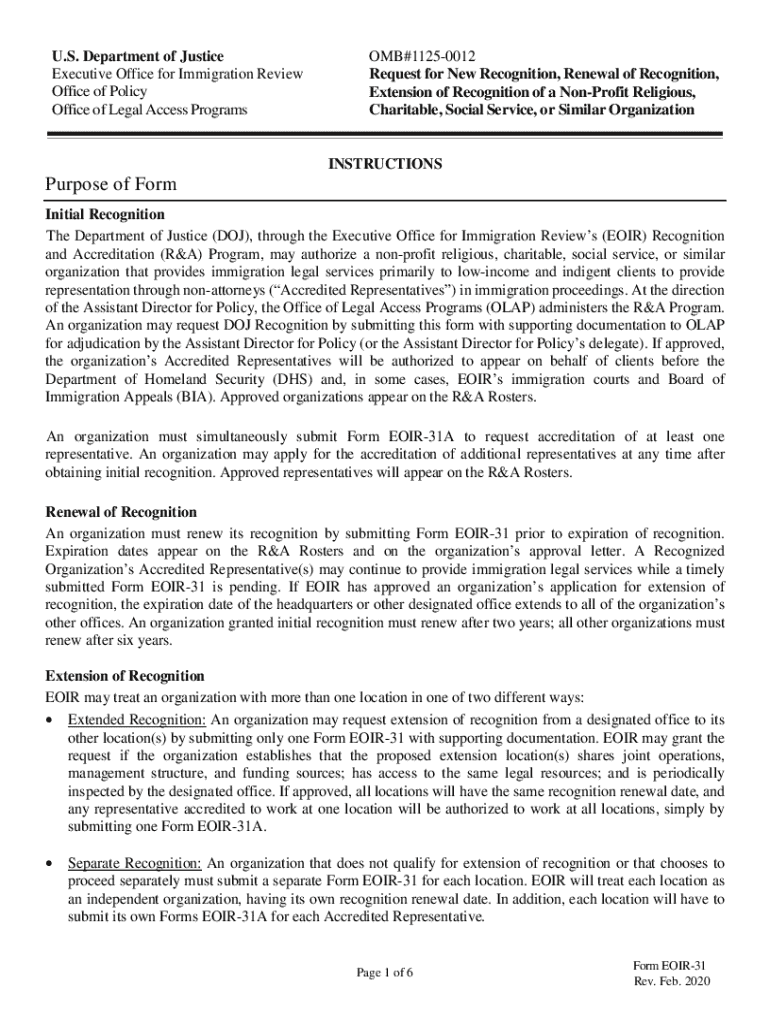 eoir 31 form Preview on Page 1