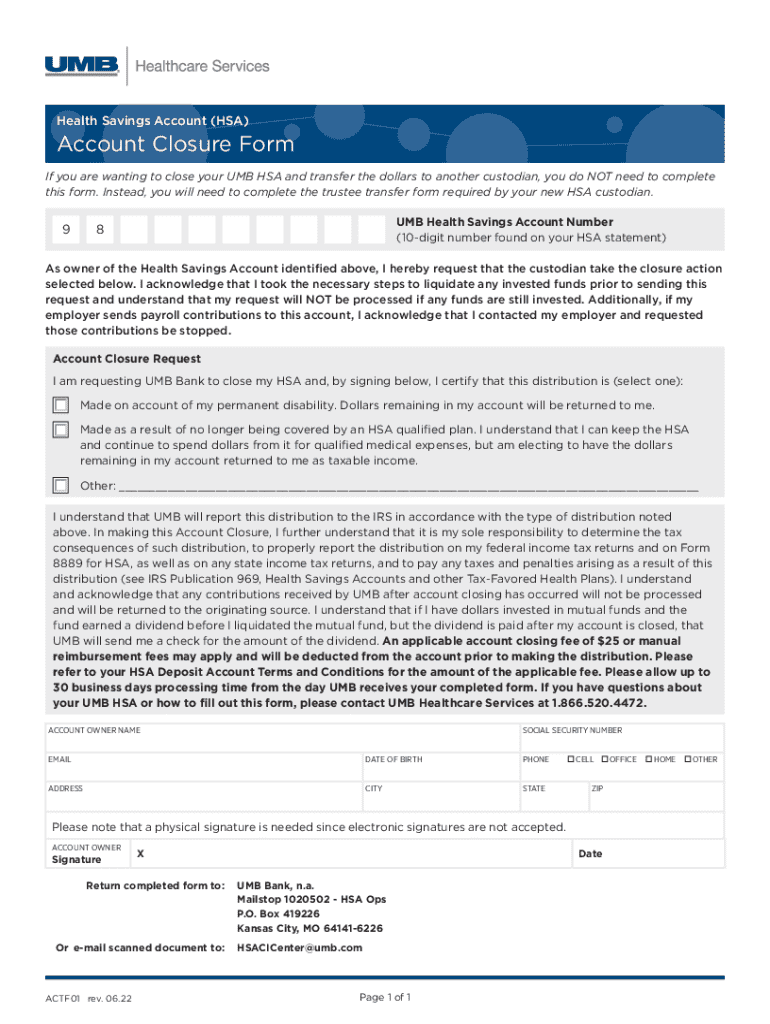 UMB BANK, N A HEALTH SAVINGS ACCOUNT Preview on Page 1