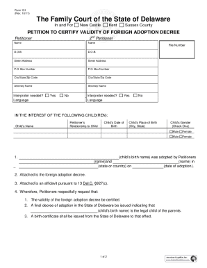 Fillable Online Petition For Foreign Adoption :: Delaware :: Family ...