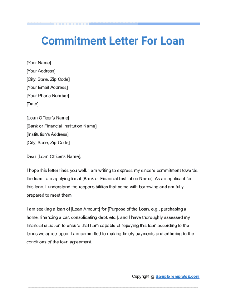 Fillable Online How to Write a Loan Commitment Letter Fax Email Print