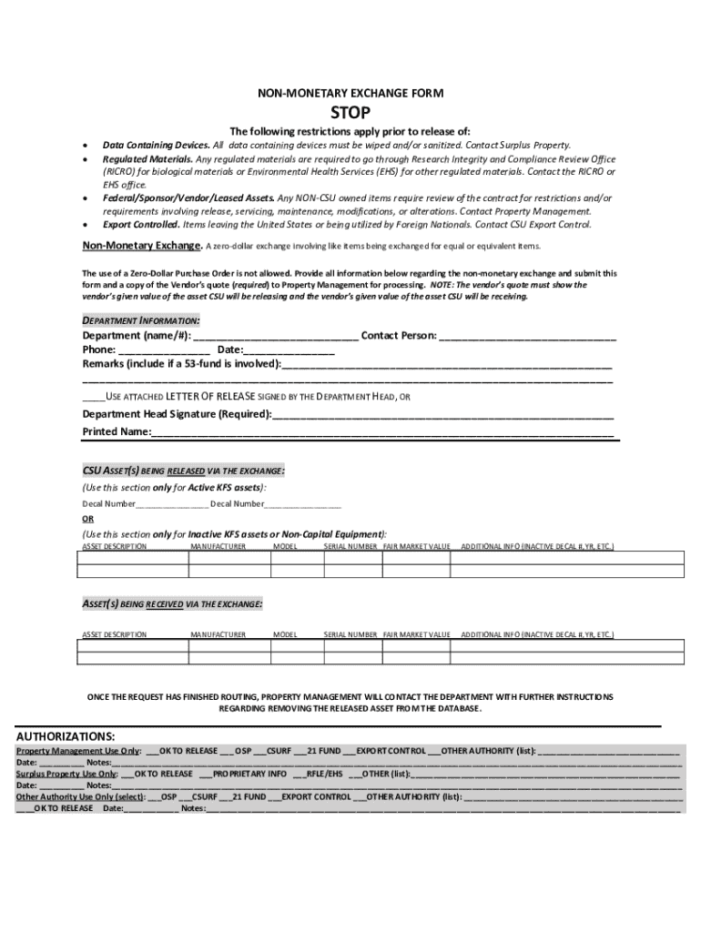 Fillable Online busfin colostate Surplus Property Move Form Fax Email
