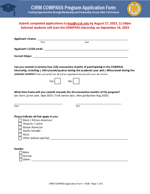 Fillable Online CIRM COMPASS Program Application Form Fax Email Print ...