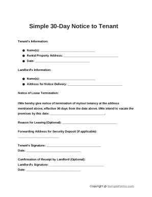30-Day Notice to Tenant