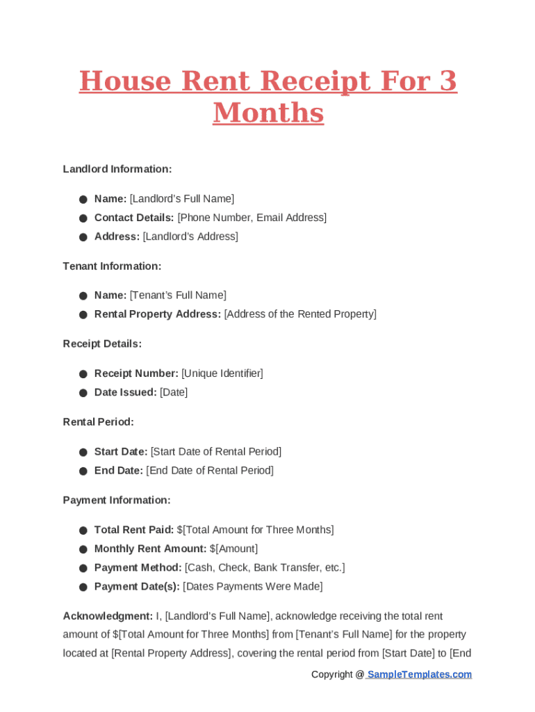 FREE 13+ Sample House Rent Receipt Templates in Word ... Doc Template ...