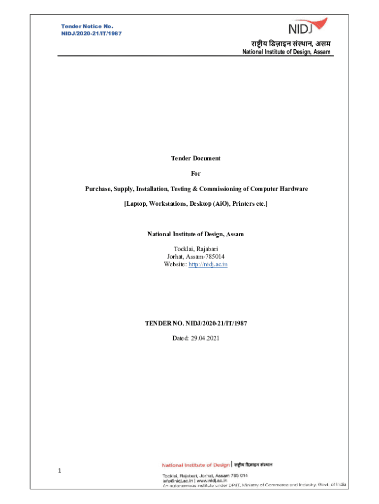 Fillable Online Tender for Procurement of Laptop and Desktop ... Fax ...