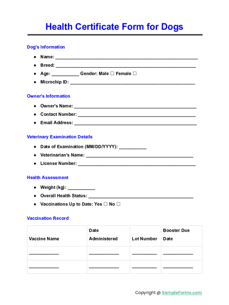 Official Veterinary Health Certificate - Fill Online, Printable ...