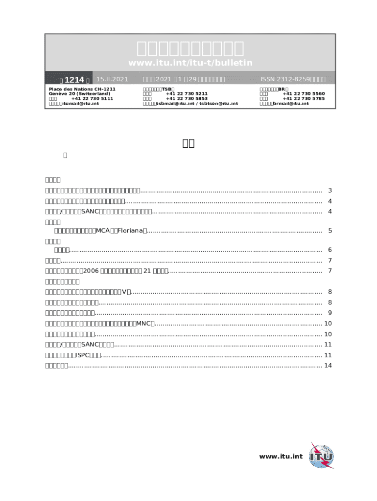 No. 1208 - ITU Operational Bulletin online Doc Template | pdfFiller