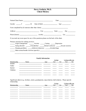 Client History Form