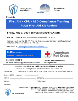 Fillable Online First Aid - CPR - AED Compliance Training PLUS First ...