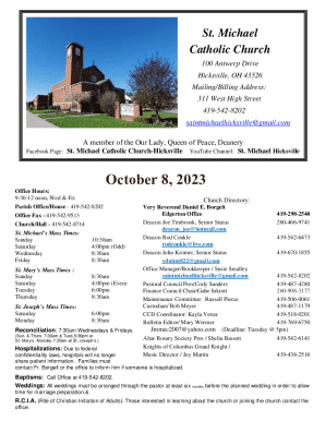 St. Michael Catholic Church Mass Times - Hicksville, Ohio