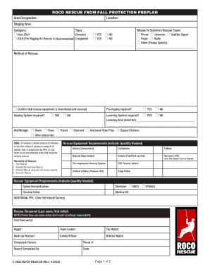 ROCO RESCUE FROM FALL PROTECTION PREPLAN