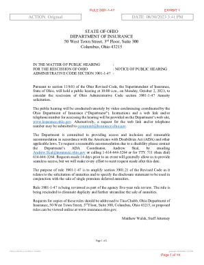 STATE OF OHIO DEPARTMENT OF INSURANCE ...