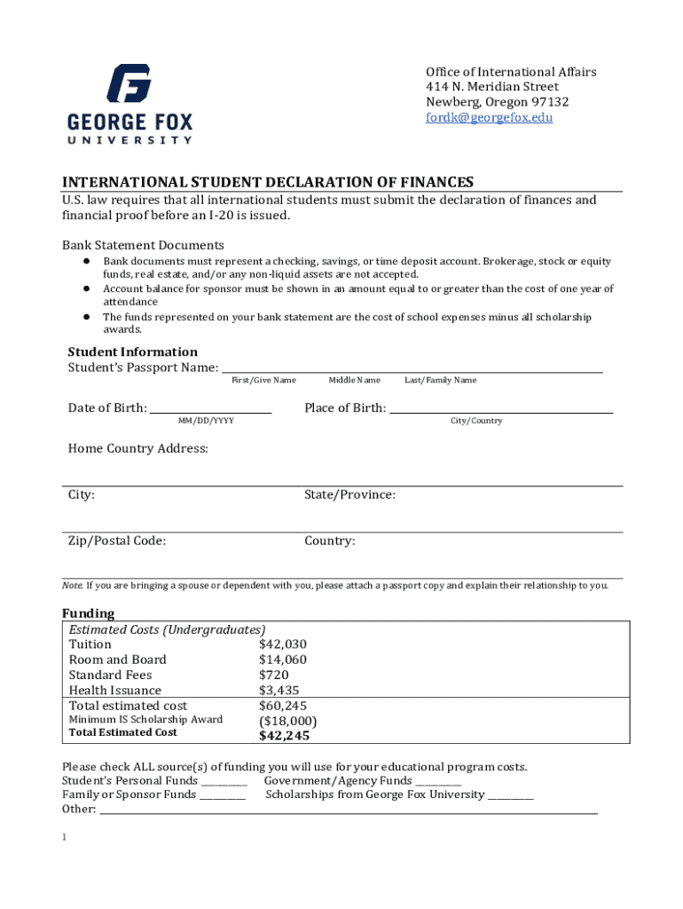 International Student Immigration and Financial Documentation Preview on Page 1