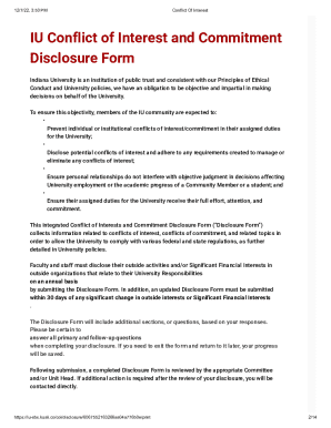 IU Conflict of Interest and Commitment Disclosure Form