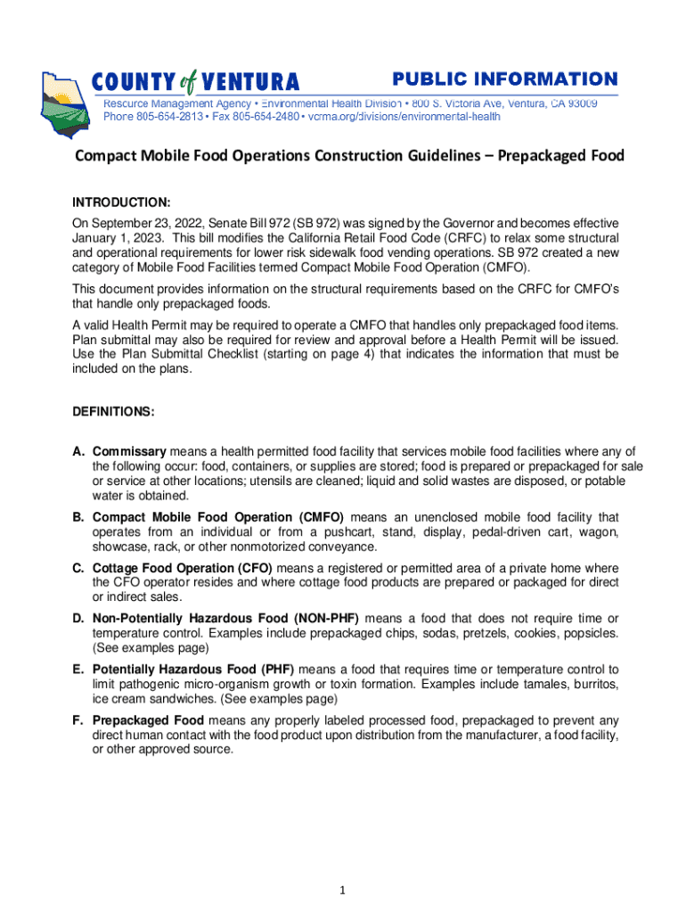 Fillable Online Compact Mobile Food Operations Construction Guidelines Fax Email Print pdfFiller