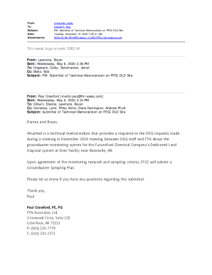 FW: Submittal of Technical Memorandum on FFCC DLD Site