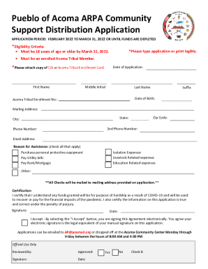 Acoma ARPA Community Support Application