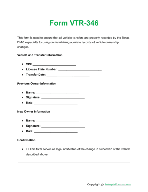Texas Motor Vehicle Transfer Notification (VTR-346)