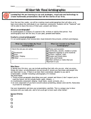 All About Me: Visual Autobiography Unit