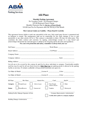 Monthly Parking Agreement - Alii Place's Tenant Portal