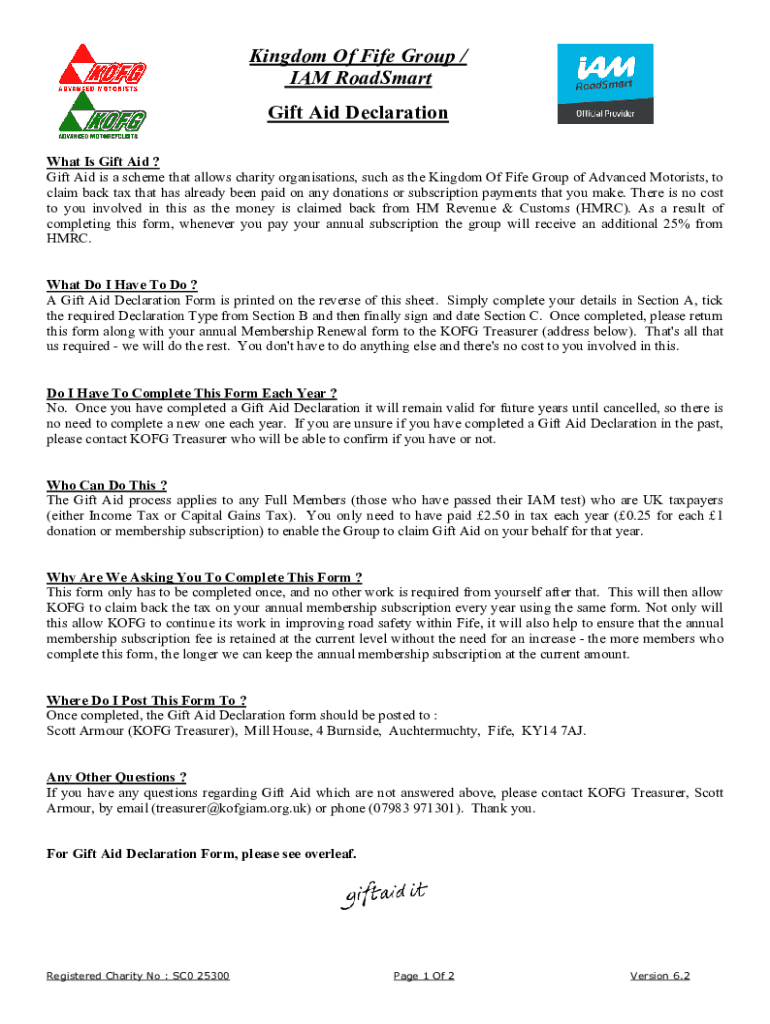 Fillable Online kofgiam org How To Claim Gift Aid HMRC Guidance and