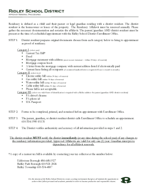 Enrollment Information - Affidavit of Residence