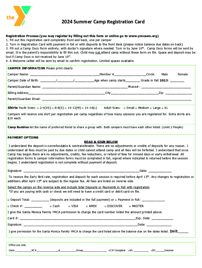 Fillable Online APPLICATION FORM AUTISM YMCA DAY CAMP 2024 Fax Email