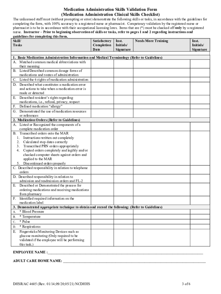 medication administration skills checklist Preview on Page 1