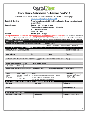 Fillable Online Driver's Education Registration Packet and Course Forms Fax Email Print - pdfFiller