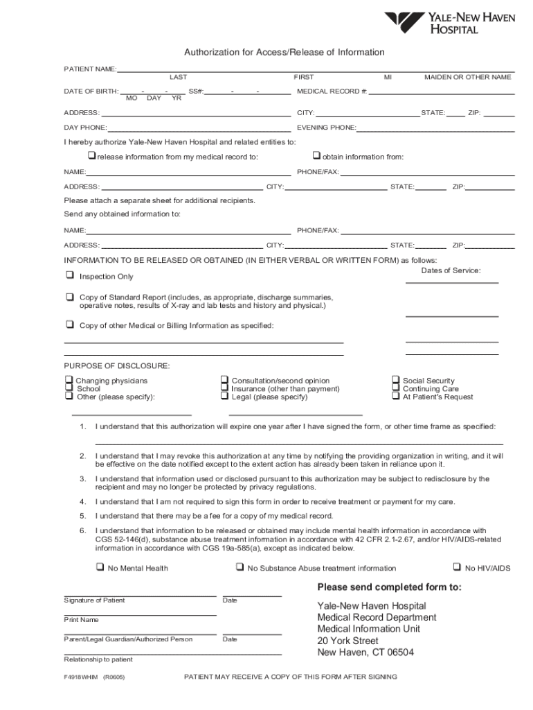 Fillable Online Yale medical records release form Fill out & sign
