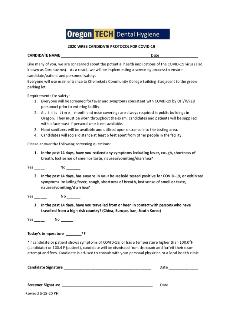 Fillable Online WREB Dental and Dental Hygiene Licensing Examination