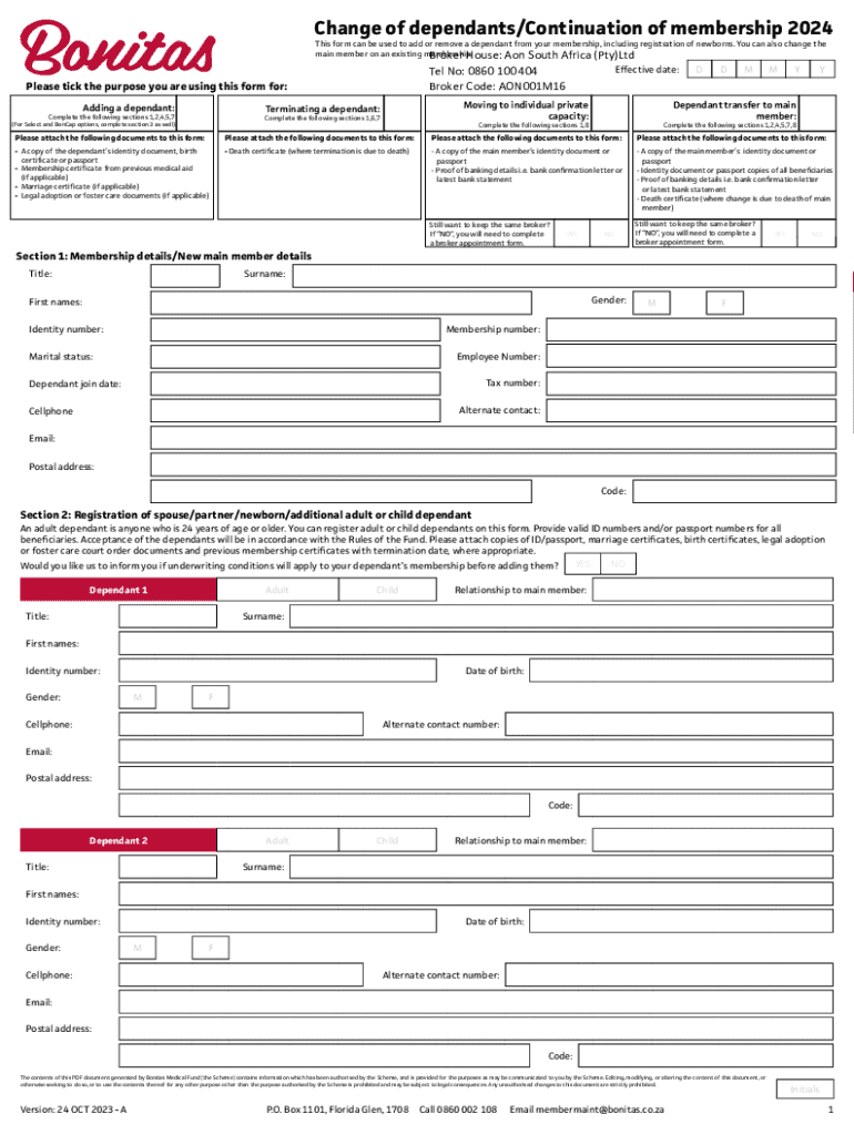 Change Of Dependants Form 2024 Blank Fillable Template Fill Out
