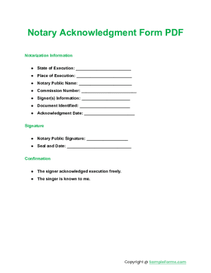 Fillable Online Notary Acknowledgment Form PDF Fax Email Print - pdfFiller