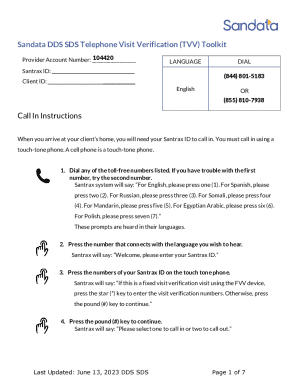 Fillable Online Call Reference GuideTelephonic Visit Verification (TVV ...