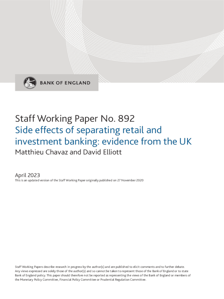 Fillable Online Separating retail and investment banking evidence from