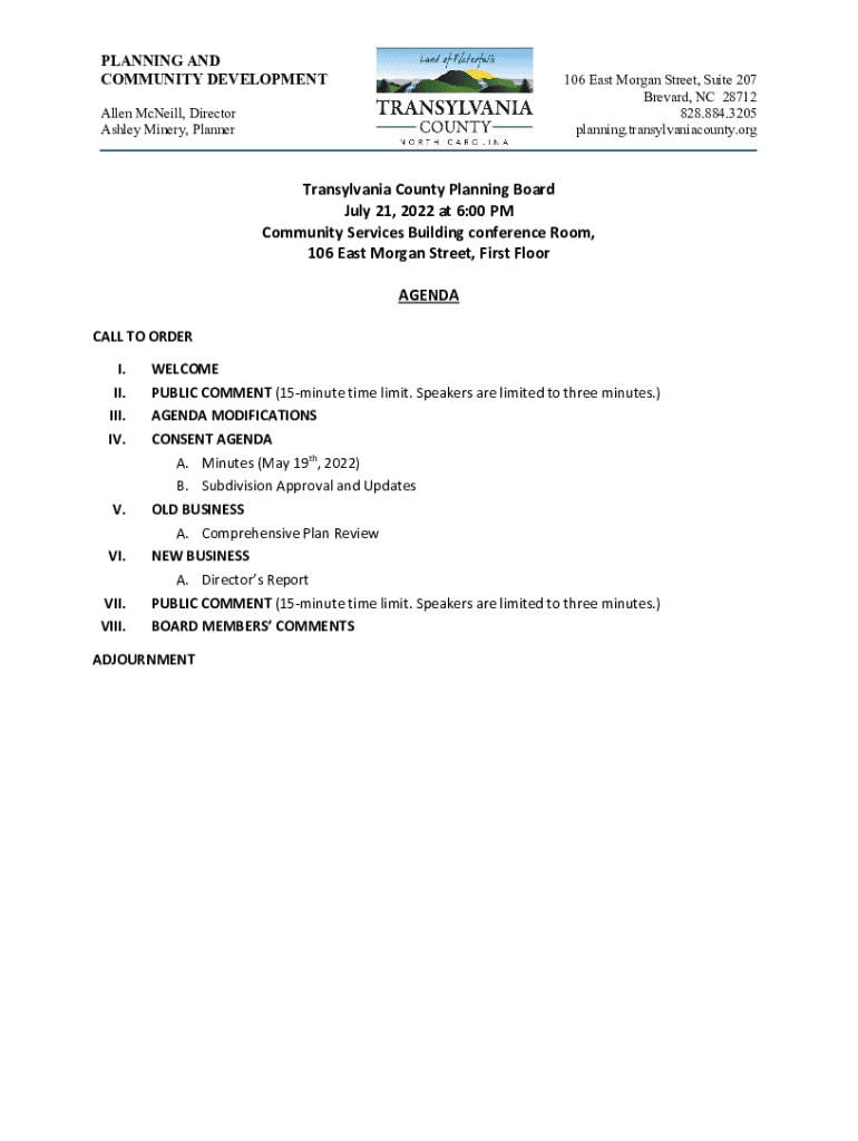 Fillable Online Roles Changed In City Planning Department Brevard NC