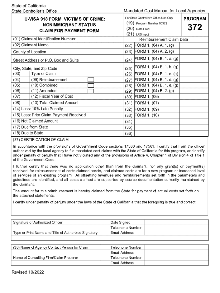 Fillable online u visa adjustment of status summary of regulations